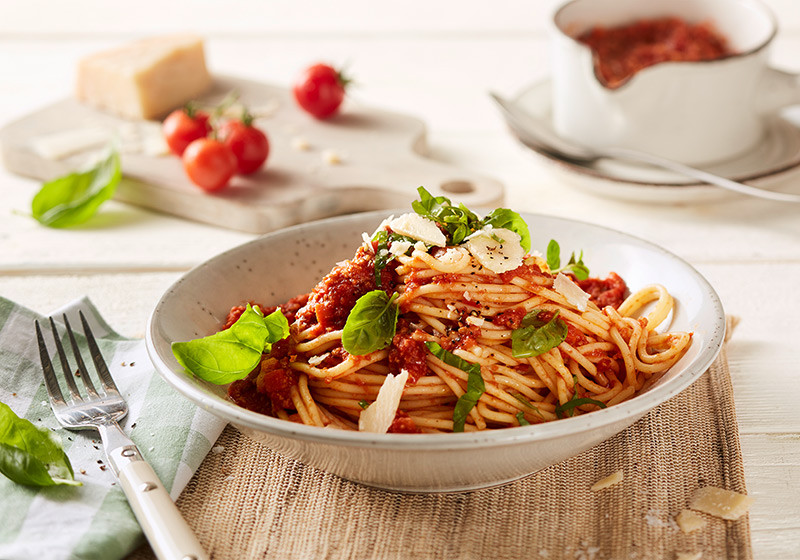 Vegetarische Bolognesesoße mit Spaghetti