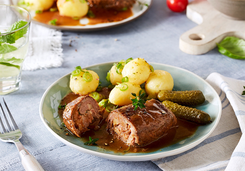 Rinderroulade mit Salzkartoffeln